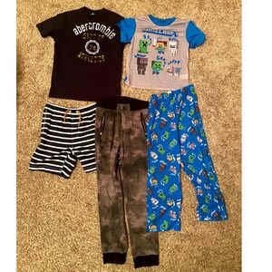 Boys Minecraft Pajama Set Shorts and Pants Abercrombie Gap T Size 10/12 bundle